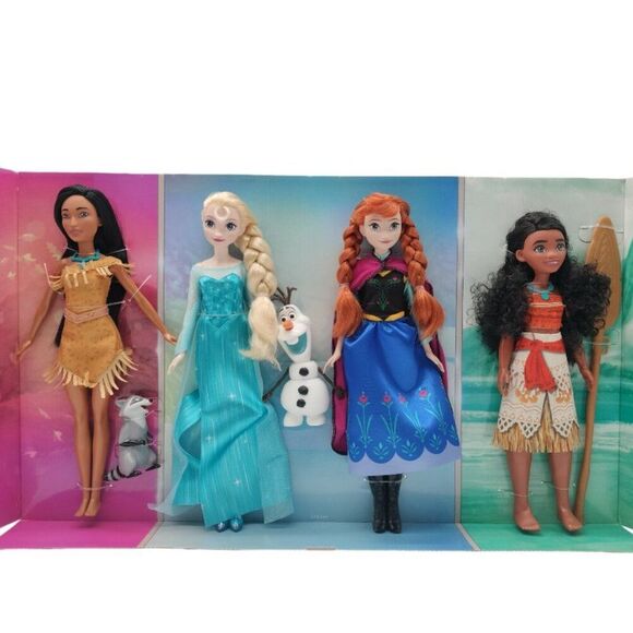 Disney Princess 100 Years of Wonder 4 Doll Set Pocahontas Anna Elsa Moana - Picture 1 of 16